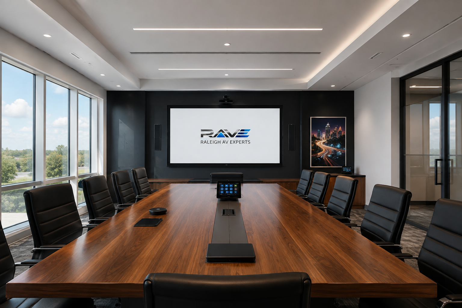 Commercial conference room system installed by Raleigh AV Experts